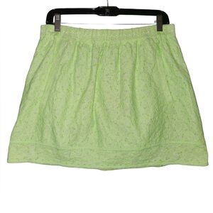 J. Crew Neon Green Eyelet Mini Skirt Size Medium